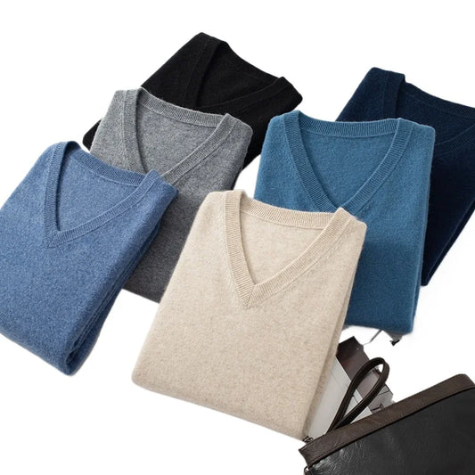 Men’s Wool V-neck Cashmere Sweater