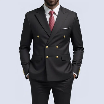 Men’s Double Breasted Black Slim Fit Suit