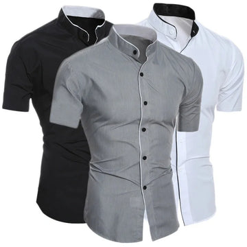 Men’s Solid Colour Short-Sleeve Casual Shirt